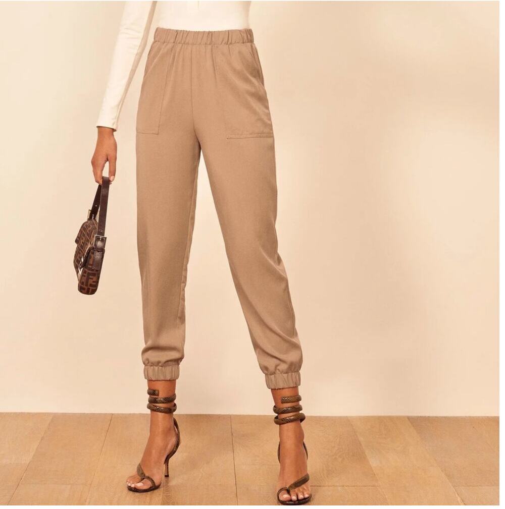 Reformation Pants Womens Medium Tan Khaki Montana Jogger Lyocell Casual Pull On
